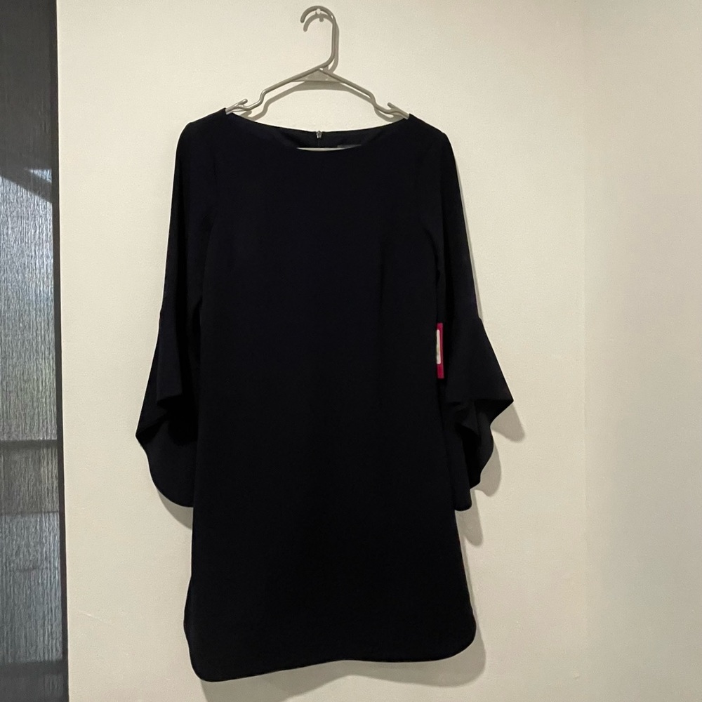 Vince Camuto Ruffled Flare Sleeve Solid Shift Dress